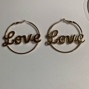 Love gold earrings